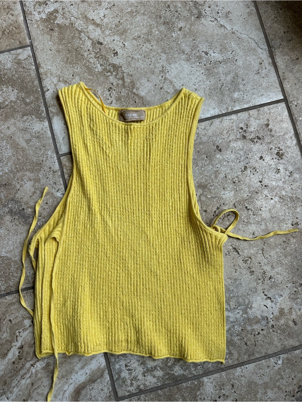 Ribbed Side-Tie Tank Top in Yellow